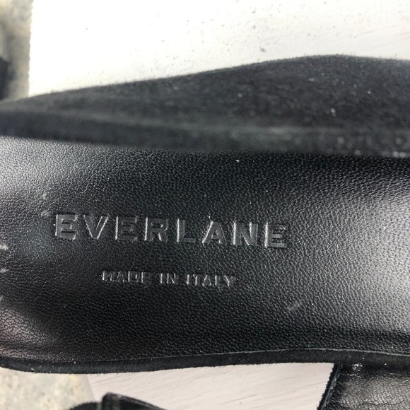 EVERLANE Women's Size 8 Black Suede The V Slingback Pointed Toe Flats Shoes - Picture 10 of 11